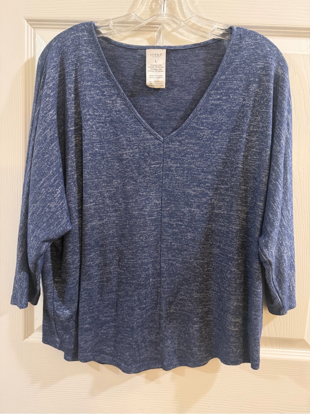 Serra Size L Blue V-Neck Top